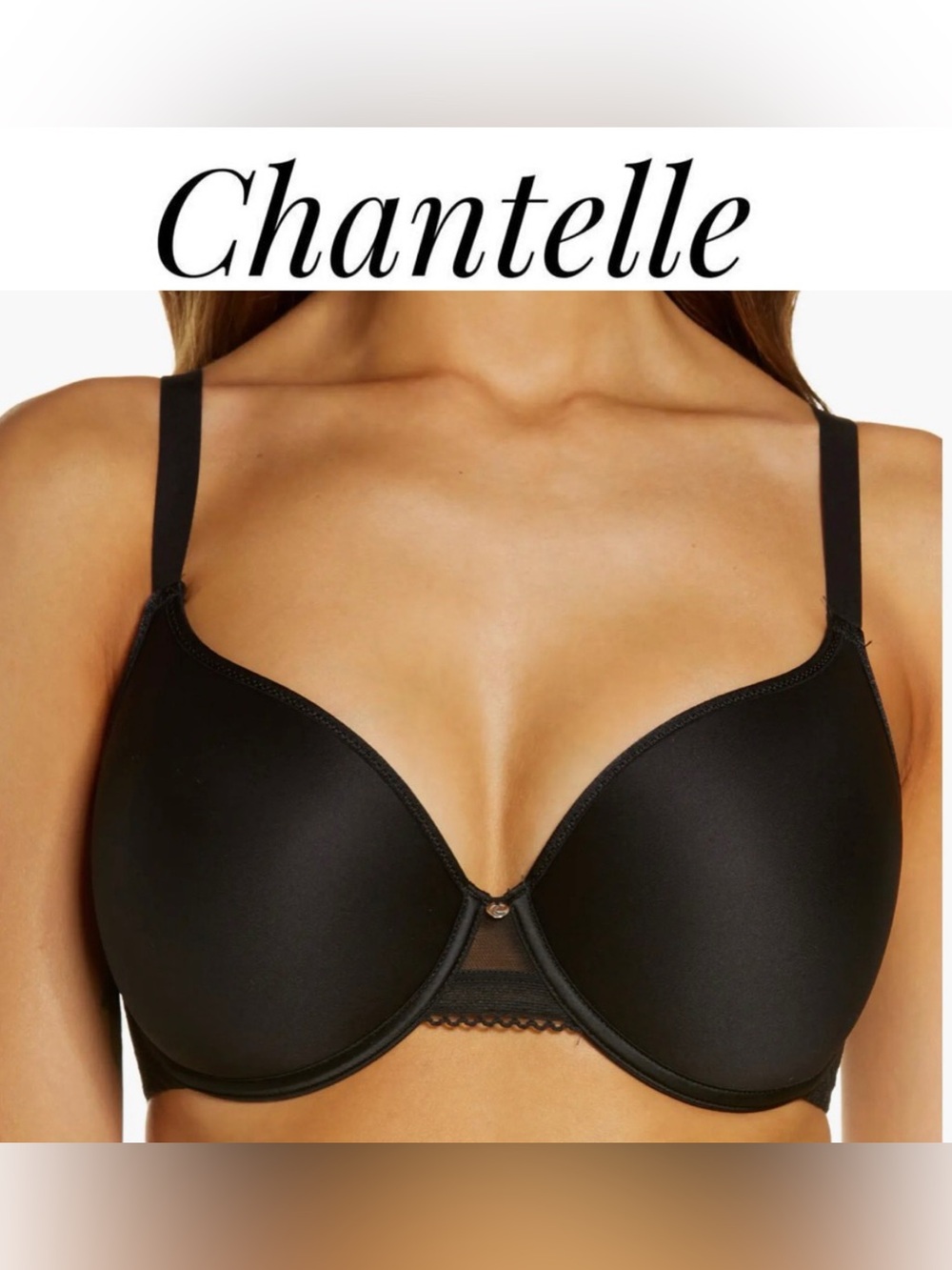 Chantelle Smooth Moulded Black T-Shirt adaptable racer back Bra 32 DDD (32F) NWT